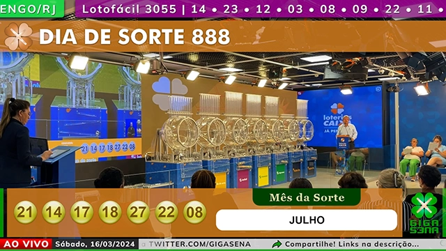 Sorteio da Dia de Sorte 888 - Foto: Reprodução / Caixa