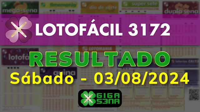 Resultado da Lotofácil 3172