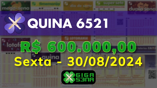 Sorteio da Quina 6521