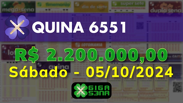 Sorteio da Quina 6551