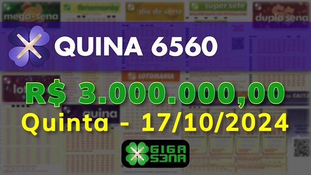 Sorteio da Quina 6560