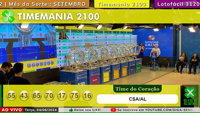 Resultado da Timemania 2100