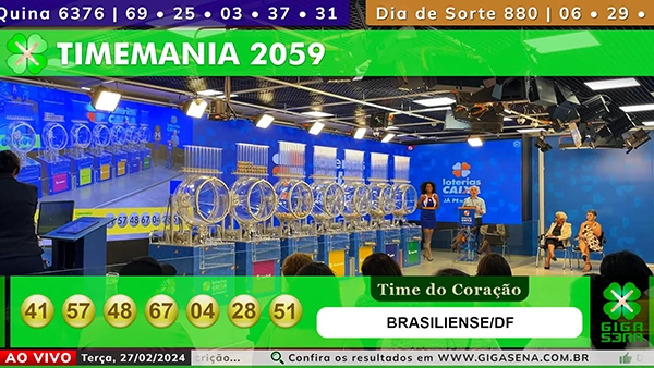 Sorteio da Timemania 2059 - Foto: Reprodução / Caixa