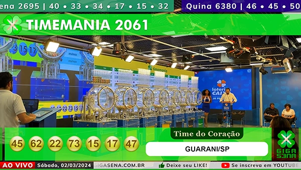 Sorteio da Timemania 2061 - Foto: Reprodução / Caixa