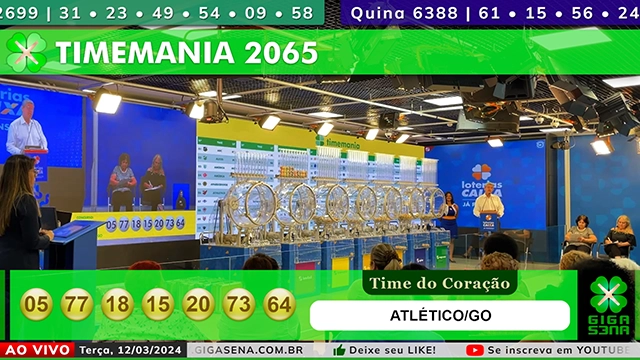 Sorteio da Timemania 2065 - Foto: Reprodução / Caixa