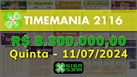 Sorteio da Timemania 2116