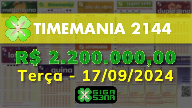 Sorteio da Timemania 2144